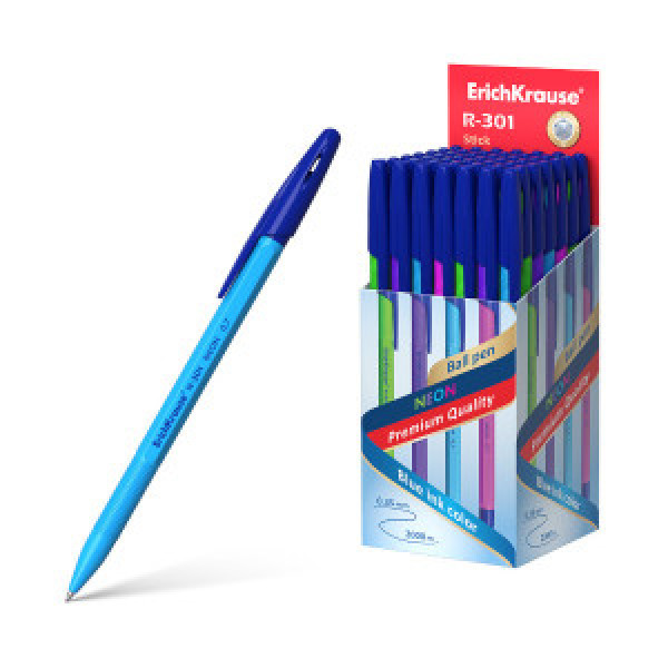 Pix cu bila 53342 ErichKrause R-301 NEON Stick 0.7mm blue (box 50 pcs.)