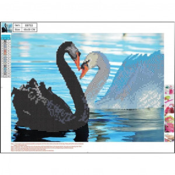 89753 Mozaic cu diamante Lebede 30x40